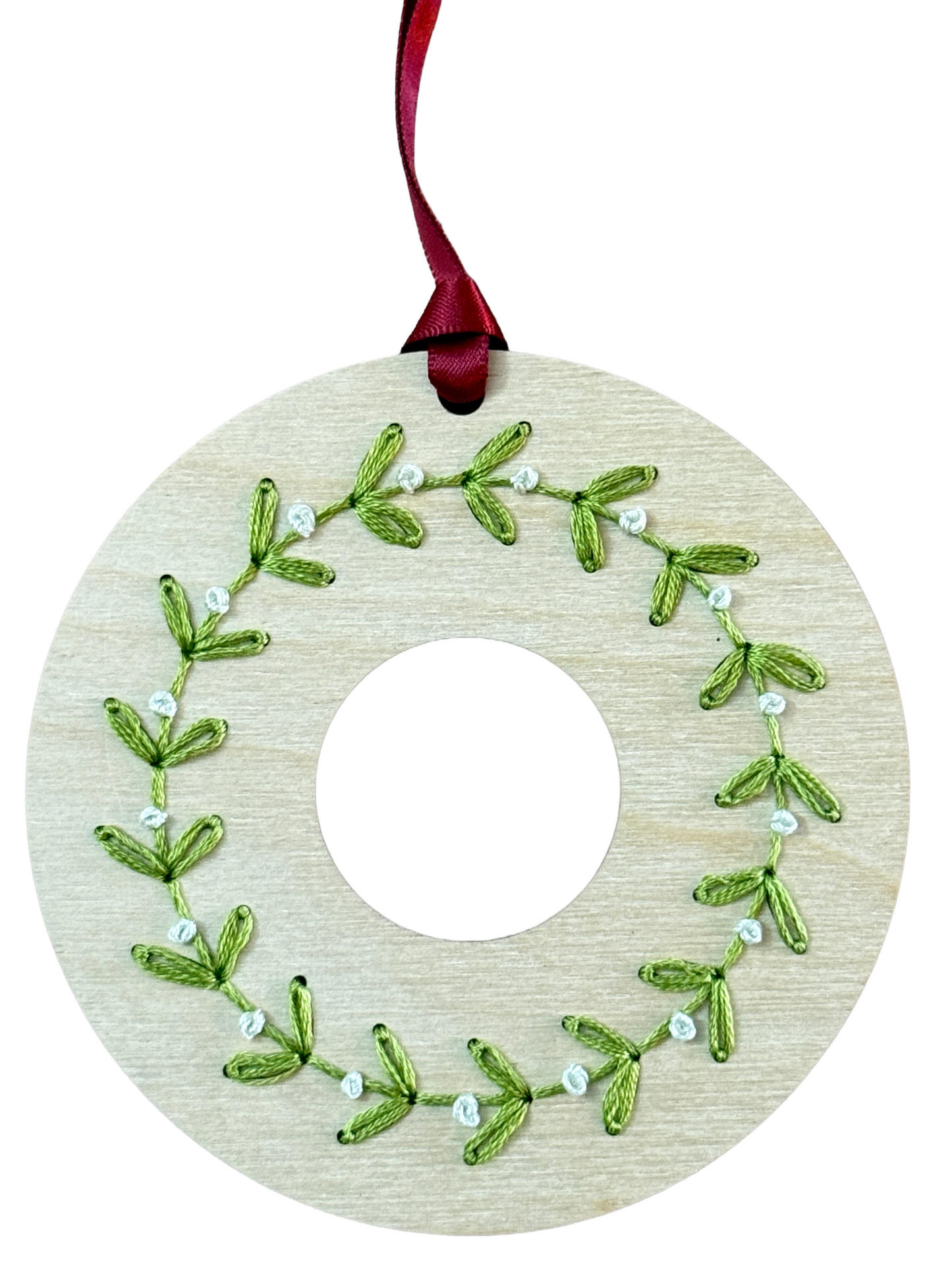 Mistletoe Wreath Ornament Embroidery Kit