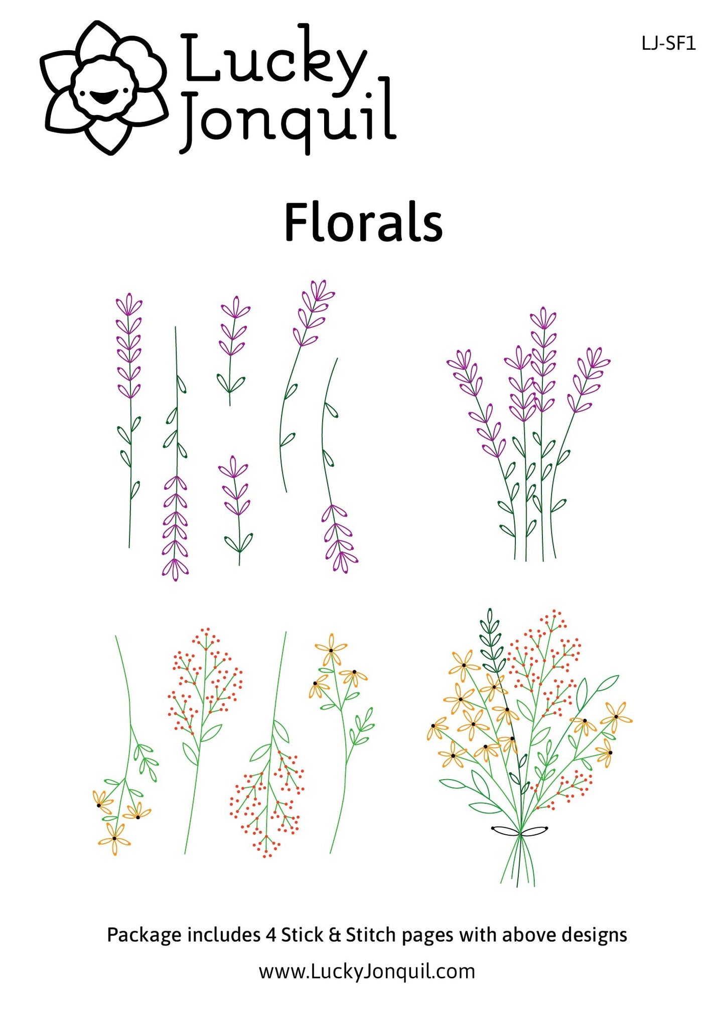 Stick & Stitch Florals - Lucky Jonquil - Pattern