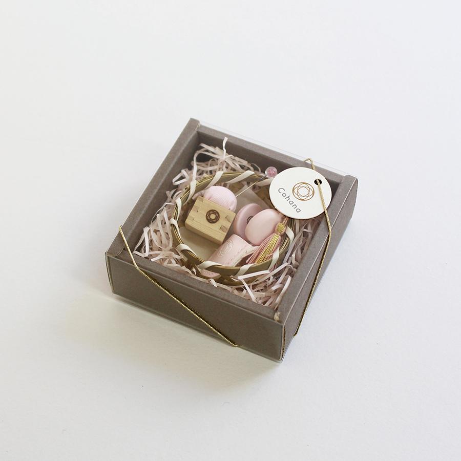 Set of Mini Scissors and Mini Masu Pin Cushion, Sakura