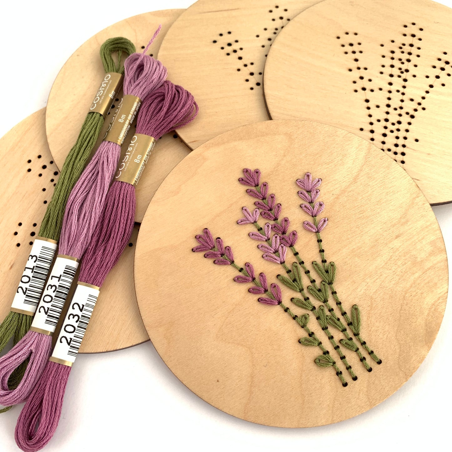 Lavender Sprig Embroidery Stitch Disk Kit
