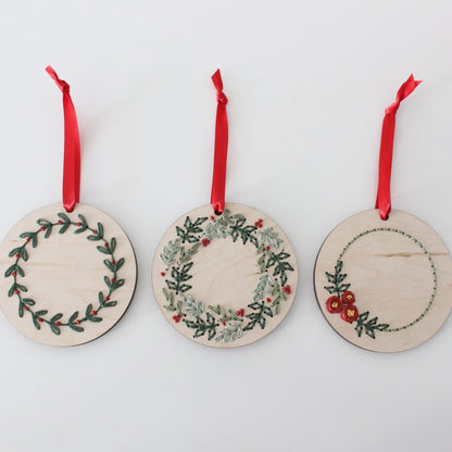Holiday Wreath Ornament Stitch Disks